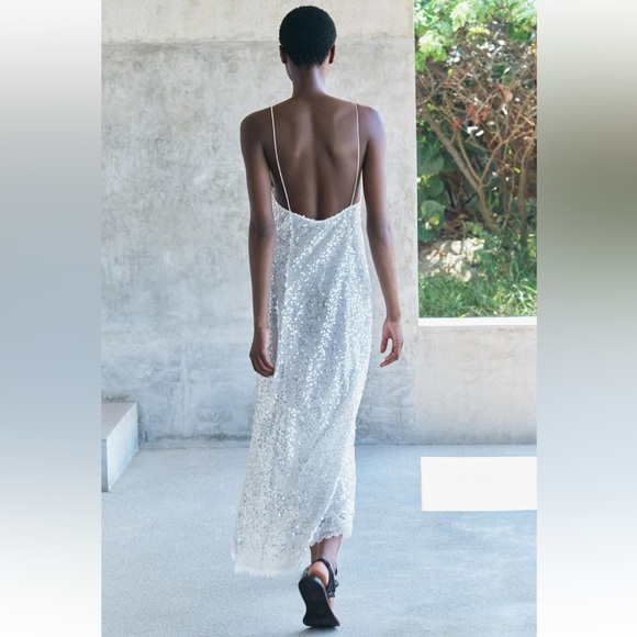 ZARA SEQUIN SLIP DRESS - Picture 10 of 15